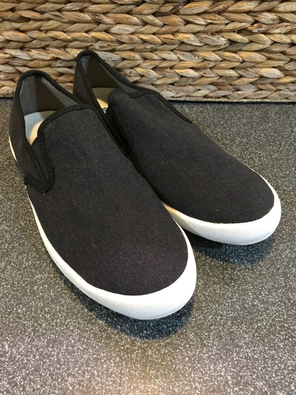 SeaVees Black Baja Slip-On Loafers with White Soles